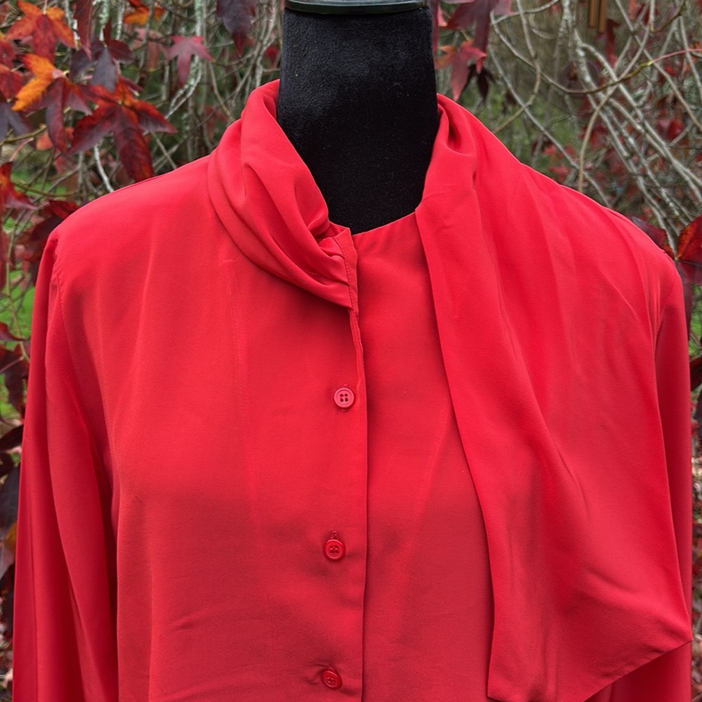 Pendleton Red Blouse With Scarf - image 3